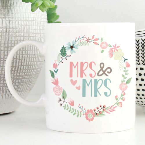 Mrs & Mrs Wreath 11oz Ceramic Mug