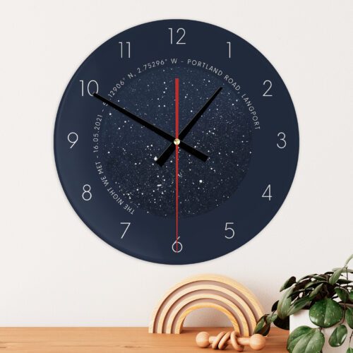 Midnight Curve Star Map Glass Wall Clock