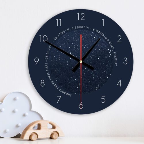Midnight Curve Star Map Wooden Wall Clock