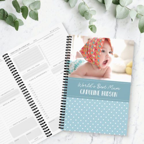 Polka Colour Blue Photo Upload Daily Planner