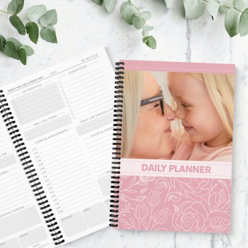 Blush Floral Photo Upload Daily Planner