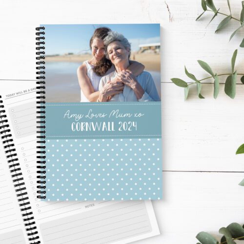 Polka Colour Blue Photo Upload To Do List Book