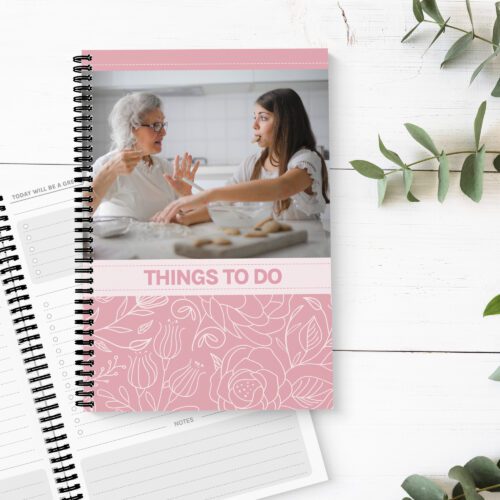 Blush Floral Photo Upload To Do List Book