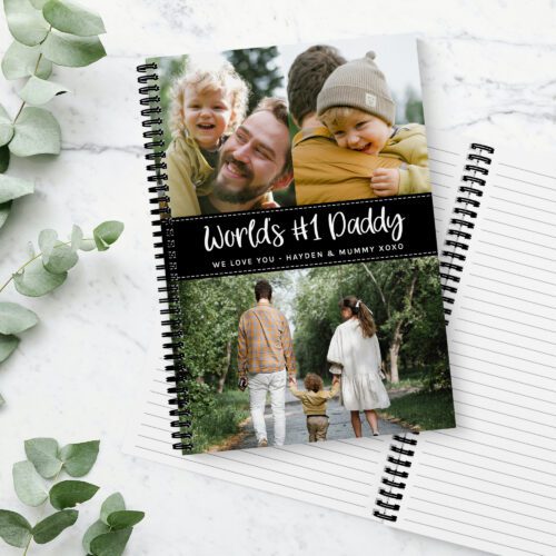 Three Photo Black Strip Notebook